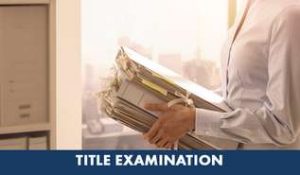 Title Examination text with man carrying stack of paper image